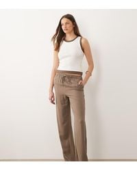 ONLY - Linen Mix Pull On Wide Leg Trouser - Lyst