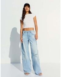 Bershka - Low-rise Boyfriend Jeans With Stars - Lyst