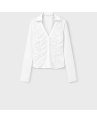 Stradivarius - V-neck Gathered Shirt - Lyst