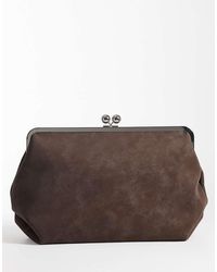 ASOS - Bolso Clutch Marrón Extragrande Y Estructurado De Tejido Efecto Terciopelo - Lyst