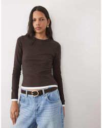 New Look - Double Layer Trim Long Sleeve Baby Tee - Lyst
