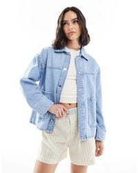 Stradivarius - Oversized Denim Overshirt - Lyst