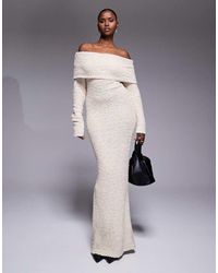 JLUXLABEL - Olivea Boucle Foldover Bardot Knit Maxi Dress - Lyst
