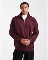 Threadbare - Sweat large en molleton à col zippé - bordeaux - Lyst