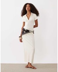 ASOS - Ribbed Short Sleeve Polo Midi Dress - Lyst