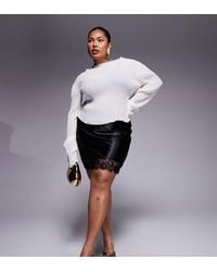 ASOS - Asos Design Curve Satin Lace Trim Mini Skirt - Lyst