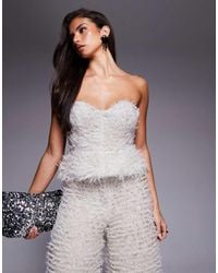 ASOS - Knitted Peplum Bandeau Top - Lyst
