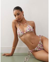 Collusion - Abstract Print Tie Side Bikini Top - Lyst