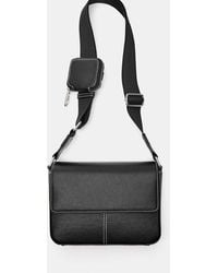 Pull&Bear - Borsa A Tracolla Nera Con Impunture - Lyst