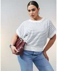 ASOS - Asos design curve - t-shirt texturé coupe carrée à rayures - Lyst