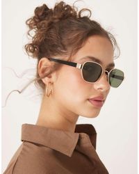 ASOS - Metal Angular Square Sunglasses With G15 Lens - Lyst
