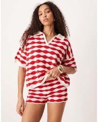 ASOS - Short d'ensemble en maille à rayures - rouge/blanc - Lyst