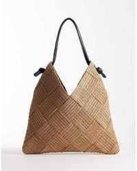 ASOS - Straw Weave Tote Bag With Tubular Handle - Lyst