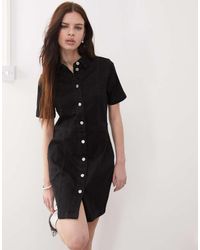 Noisy May - Short Sleeve Denim Mini Dress - Lyst