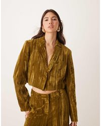 River Island - Crop Velvet Blazer Co-ord - Lyst
