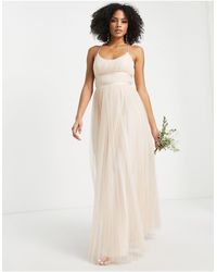 ASOS - Bridesmaid Tulle Cami Maxi Dress With Satin Ribbon Waist Detail And Pleated Skirt - Lyst