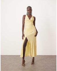 ARRANGE - Embellished Crystal Drape Maxi Dress With Twist Detail - Lyst