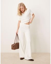 ASOS - Knitted Structured Wide Leg Trouser With Seam Front Detail - Lyst