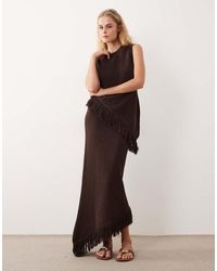 ASOS - Gebreide Asymmetrische Top Met Franjes - Lyst
