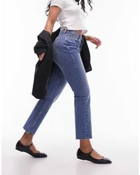 Topshop Hourglass - Mid Rise Straight Cropped Jean With Raw Hems - Lyst