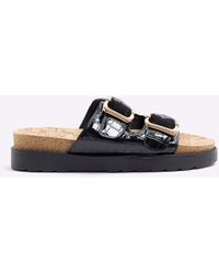 River Island - Wide Fit Double Buckle Sandal - Lyst