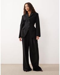ASOS - Tailoring Low Rise Wide Leg Pants With Asymmetric Waistband - Lyst
