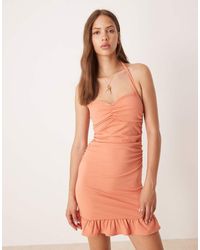 ASOS - Halter Sweetheart Ruched Mini Dress - Lyst
