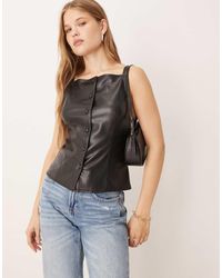 Gina Tricot - Buttoned Pu Top - Lyst