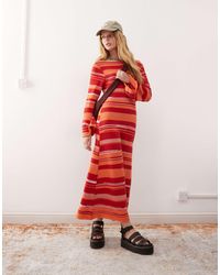 Reclaimed (vintage) - Knitted Flared Sleeve Maxi Dress With Tie Cowl Back - Lyst
