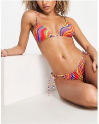 It's Now Cool - Premium Rainbow String Triangle Bikini Top - Lyst