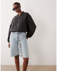 Lioness - Penny Exclusive Asymmetric Button Detail Relaxed Leg Jorts - Lyst