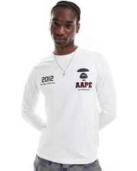 Aape By A Bathing Ape - Camiseta Blanca De Manga Larga Con Estampado Trasero De - Lyst