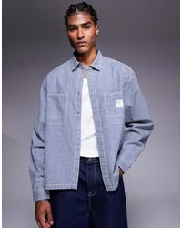 ASOS - Chemise oversize en denim coupe carrée avec écusson - rayé - Lyst