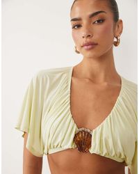 ASOS - Co-Ord Slinky Draped Top With Shell Trim - Lyst