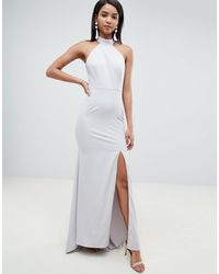 jarlo tall cami strap maxi dress with button back detail in blue