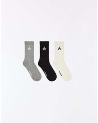 Bershka - 3 Pack Star Print Tricolour Socks - Lyst