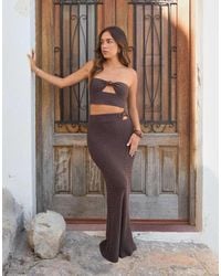 4th & Reckless - X Luana Barron Cotton Rich Knitted Bead Detail Maxi Beach Skirt Co-ord - Lyst