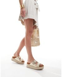 ASOS - Trooper Buckle Detail Flatform Mules - Lyst