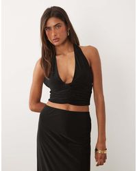 Missy Empire - Missy Empire Double Sculpted Slinky Plunge Ruched Detail Top - Lyst
