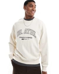 Only & Sons - Jersey Color Crema Con Estampado Deportivo, Cuello Redondo Y Sisas Caídas De -Blanco - Lyst