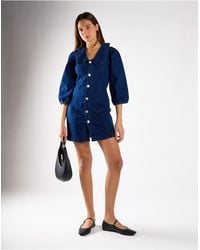 Glamorous - V-Neck Button Front Mini-Dress - Lyst