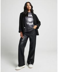 River Island - Faux Leather Straight Leg Trouser - Lyst