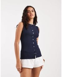 River Island - Button Down Tank Top - Lyst