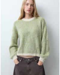 Pieces - Pull en maille à détail texturé, et crème contrastés - Lyst