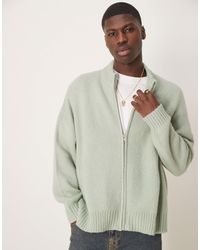 ASOS - Super Oversized Boxy Fit Brushed Knitted Zip Through Cardigan - Lyst