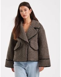 Object - Borg Teddy Aviator Jacket With Contrast Stitch - Lyst
