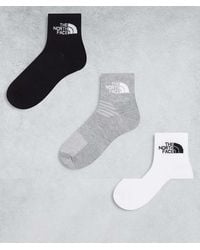 The North Face - Pack De 3 Pares De Calcetines Tobilleros De Color Blanco, Y Negro Con Logo Simple Dome De - Lyst