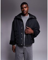 ASOS - Oversized Padded Jacket With Borg Lining - Lyst