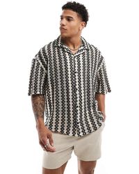 Pull&Bear - Textured Geometric Patterned Shirt - Lyst