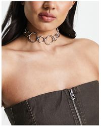 ASOS Choker Necklace With Multi Ring Design - Natural